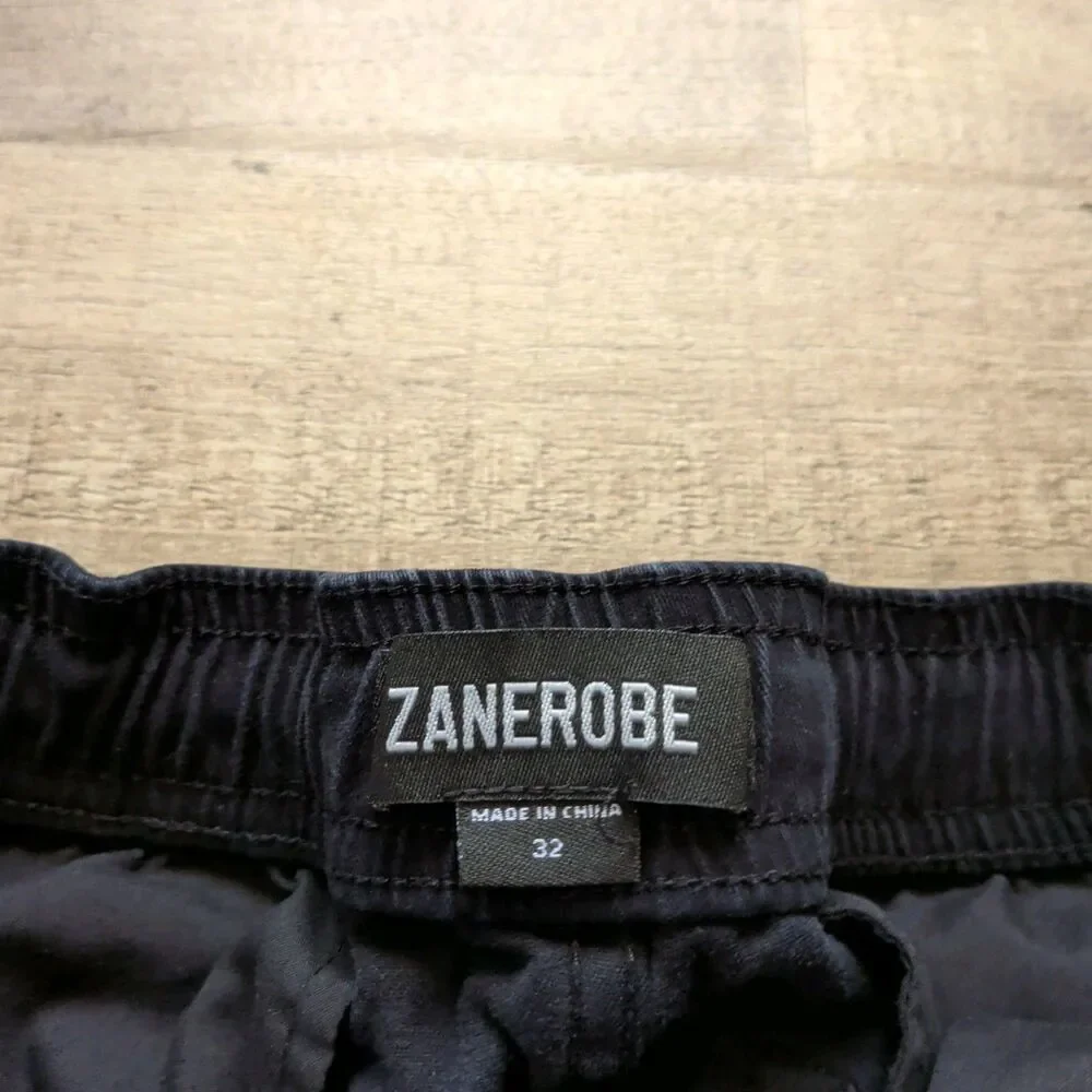 ZANEROBE Jogger Pants Mens Size 32 Black Elastic Waist Drawstring Cuffed Chino